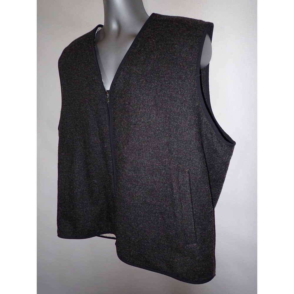 L.L. Bean Men's Wool Blend Sherpa Lined Full Zip Vest Charcoal Gray XXL-REG - Picture 4 of 7